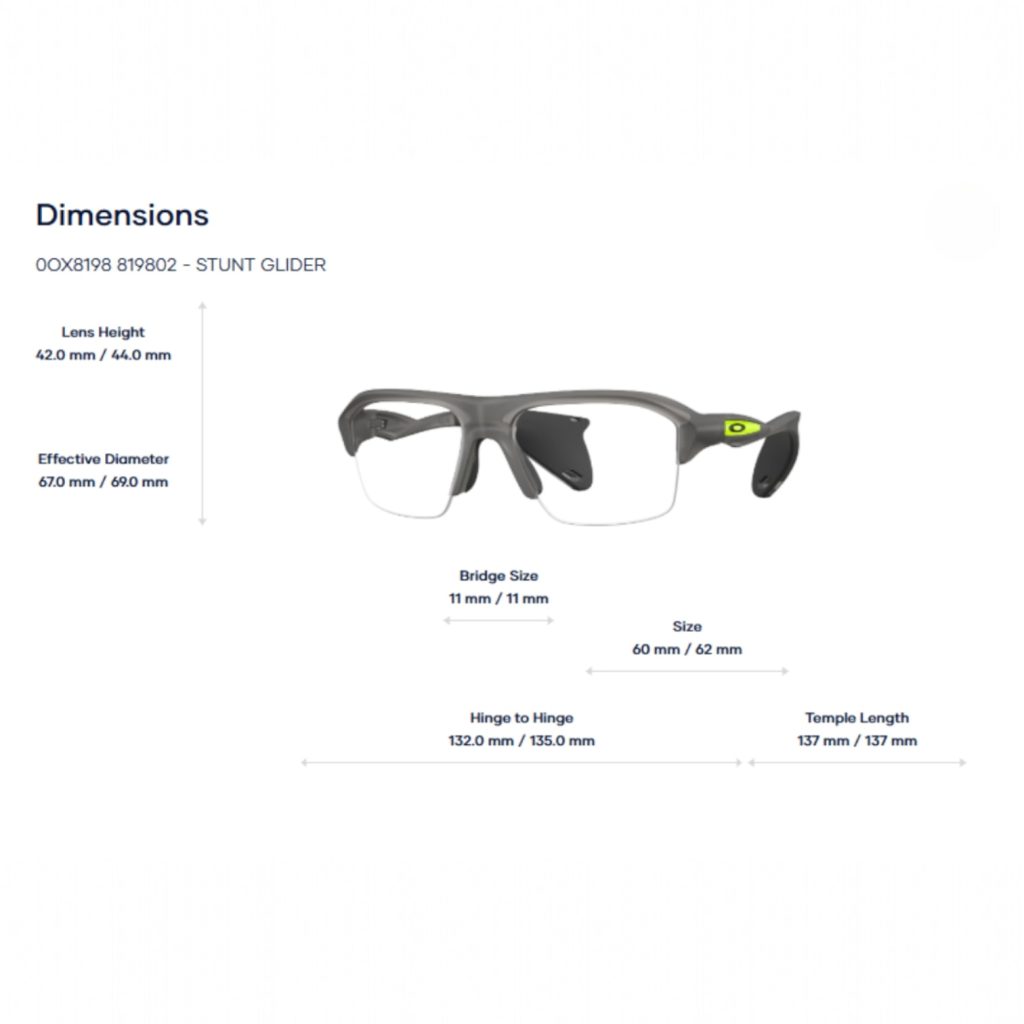 Oakley 0OX8198 Stunt Glider Gọng Kính Nửa Khung Thể Thao – Tem Chính Hãng Luxottica